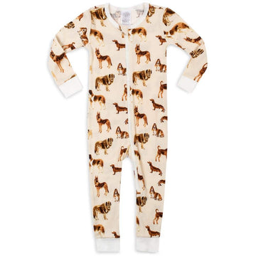 Milkbarn - Organic Cotton Zipper Pajama - Natural Dogs