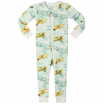 Milkbarn - Organic Cotton Zipper Pajama - Vintage Planes