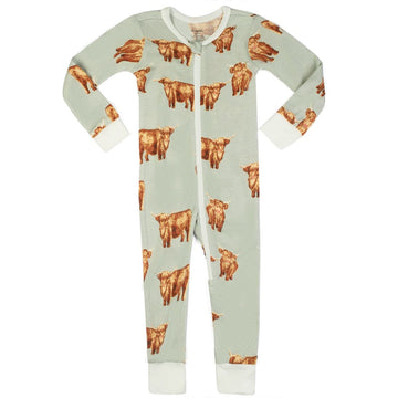 Milkbarn - Bamboo Zipper Pajama - Highland Cow