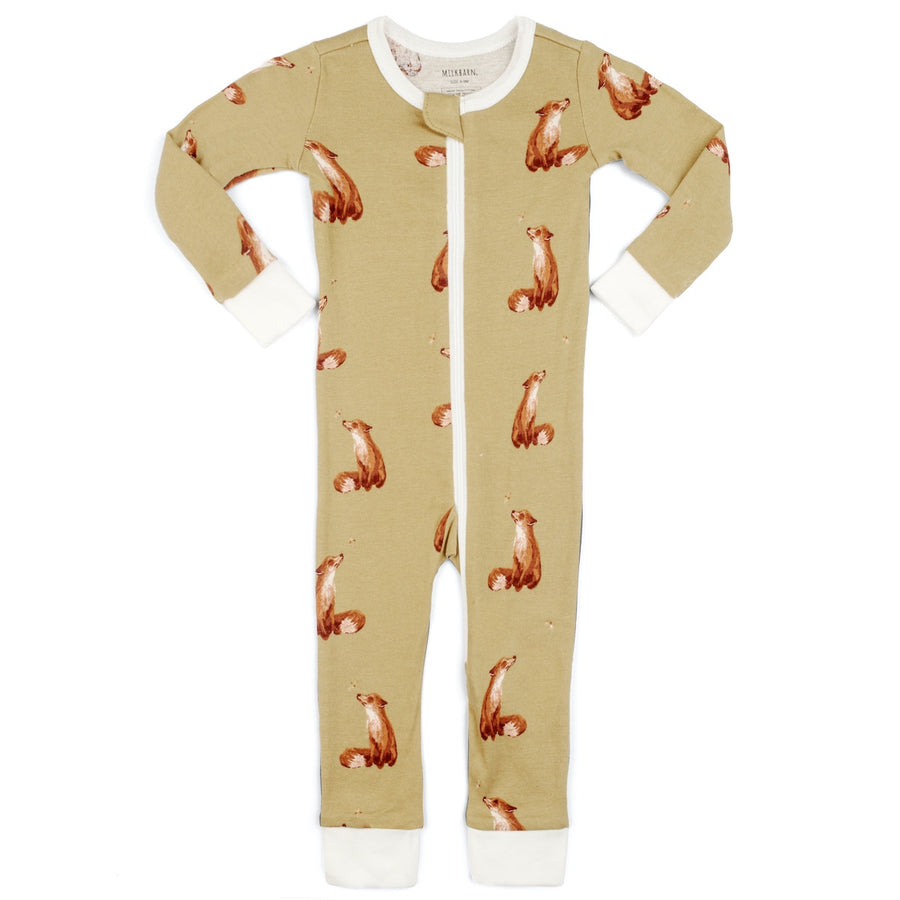 Milkbarn - Organic Cotton Zipper Pajama - Gold Fox