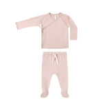 Quincy Mae - Wrap Top + Footed Pant Set - Rose