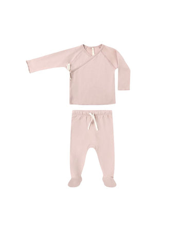 Quincy Mae - Wrap Top + Footed Pant Set - Rose