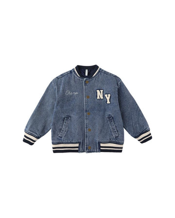 Rylee & Cru - Varsity Jacket - Indigo Denim
