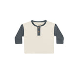 Quincy Mae - Long Sleeve Henley Tee - Indigo