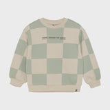 Daily7 - Oversized Sweater Check Print - Cool Mint