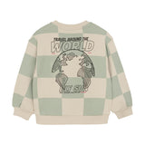 Daily7 - Oversized Sweater Check Print - Cool Mint