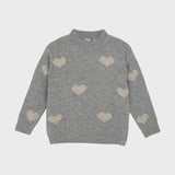 Daily7 - Knitted Sweater with Hears - Grey Melange
