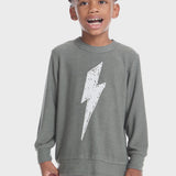 Chaser - Scribble Bolt Long Sleeve Sweatshirt -Safari
