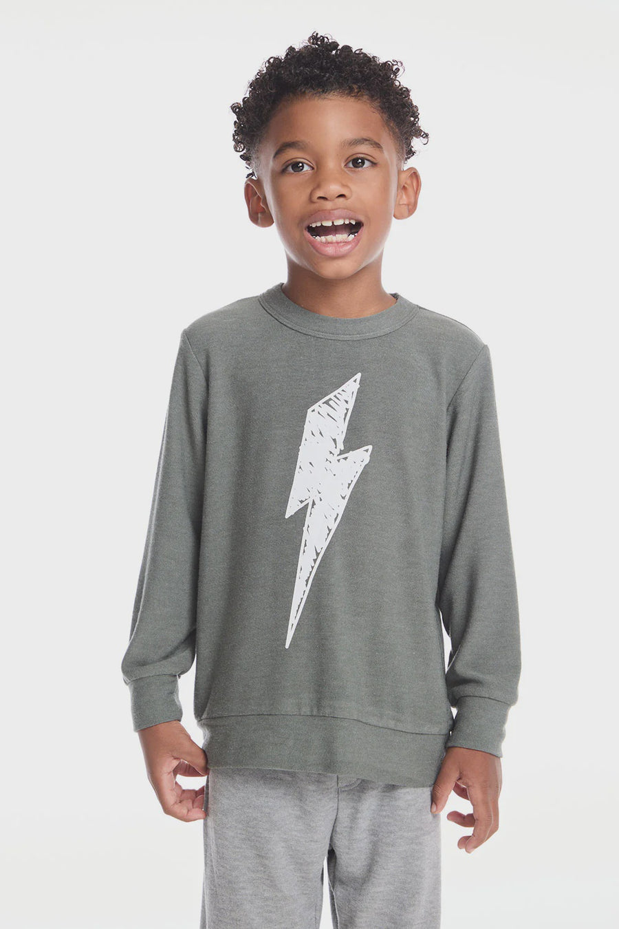 Chaser - Scribble Bolt Long Sleeve Sweatshirt -Safari