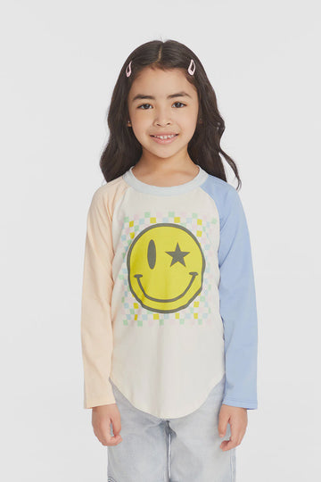 Chaser - Checkered Smiley Longsleeve Tee - Coconut Milk