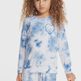 Chaser - Tie Dye Cozy Knit Heart Pullover - Denim