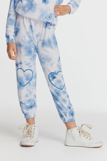 Chaser - Tie Dye Cozy Knit Heart Sweatpants - Denim