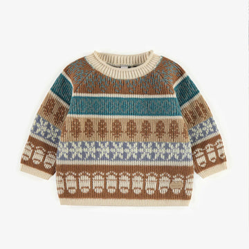 Souris Mini - Knitted Sweater - Blue and Brown
