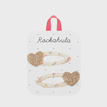 Rockahula - Tiny Blossom Glitter Heart Clips