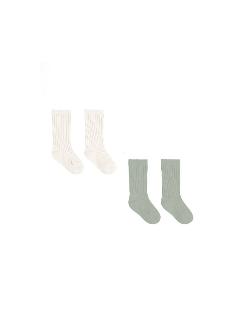 Quincy Mae - Sock Set - Natural & Sage