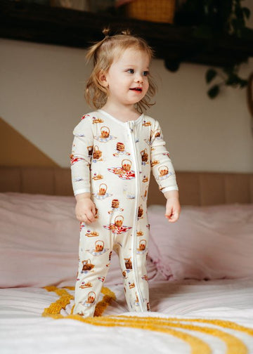 Milkbarn - Organic Cotton Zipper Pajama - Picnic