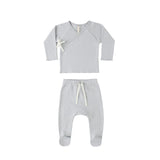 Quincy Mae - Wrap Top & Footed Pant Set - Sky
