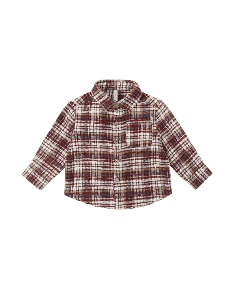 Rylee & Cru - Collared Long Sleeve Shirt - Burgundy Plaid