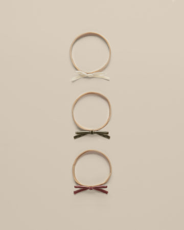 Noralee - Velvet Bow Headbands - Poppy, Ivory, Olive