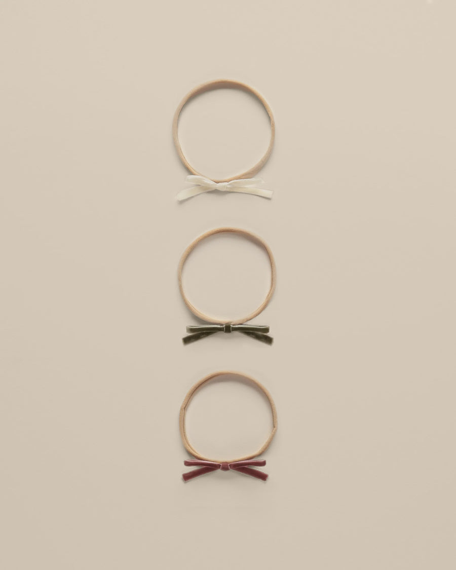 Noralee - Velvet Bow Headbands - Poppy, Ivory, Olive