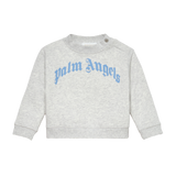 Palm Angel - Curved Logo Crewneck - Grey Melange