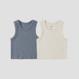 Rylee & Cru - Ribbed Tank Set Natural, Heathered Marine