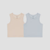 Rylee & Cru - Ribbed Tank Set - Shell, Light Blue