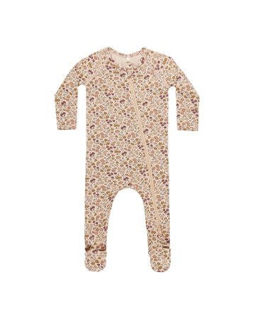 Quincy Mae - Bamboo Zip Footie - Shell Posy