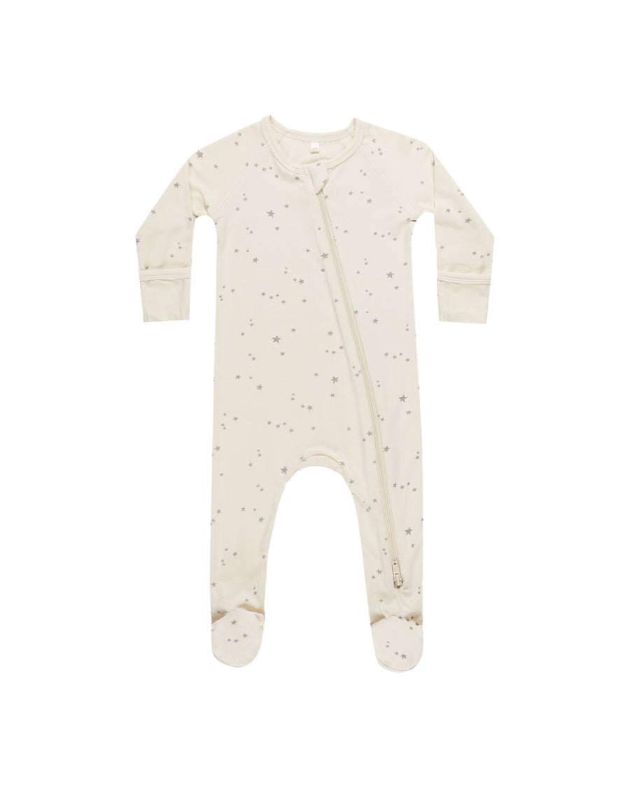 Quincy Mae - Bamboo Zip Footie - Natural Twinkle