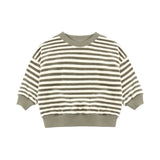 Quincy Mae - Velour Relaxed Sweatshirt Spruce Stripe