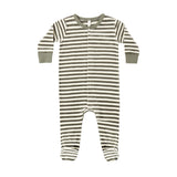 Quincy Mae - Hidden Snap Footie Spruce Stripe