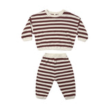 Quincy Mae - Waffle Slouch Set Black Cherry Stripe