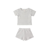 Quincy Mae - Waffle Shortie Set Sage Stripe