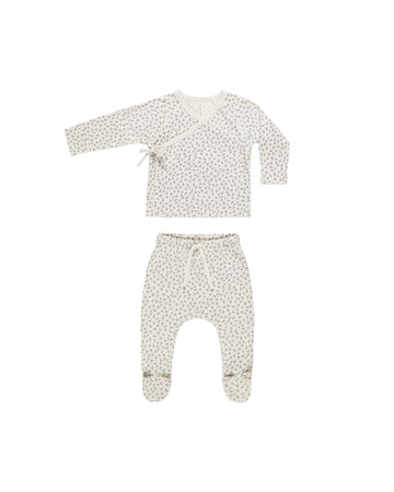 Quincy Mae - Wrap Top & Footed Pant Set - Scatter