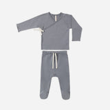 Quincy Mae - Wrap Top + Footed Pant Set Slate