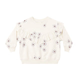 Quincy Mae - Ruffle Fleece Sweatshirt Blue Daisy