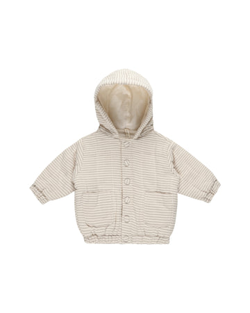 Quincy Mae - Hooded Woven Jacket - Basil Stripe