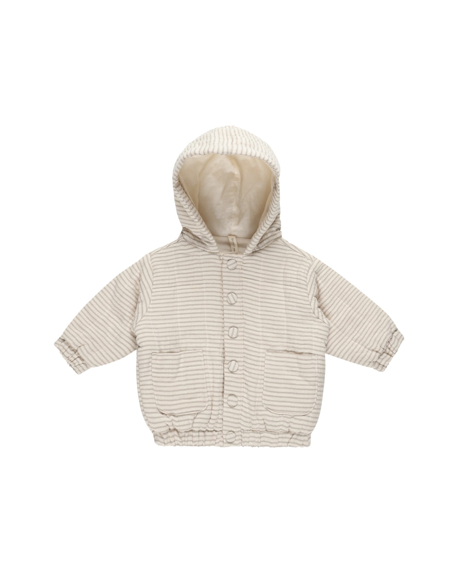 Quincy Mae - Hooded Woven Jacket - Basil Stripe