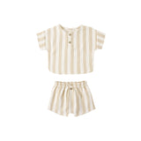 Quincy Mae - Woven Boxy Top + Short Set Summer Stripe