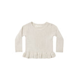 Quincy mae - Rib Knit Peplum Top Heathered Oatmeal