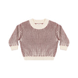 Quincy Mae - Relaxed Knit Sweater Black Cherry Stripe