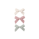 Quincy Mae - Bow W. Clip, Set Of 3 Natural, Mauve, Sage