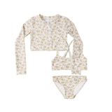 Rylee & Cru - Crop Rashguard Set Yellow Floral