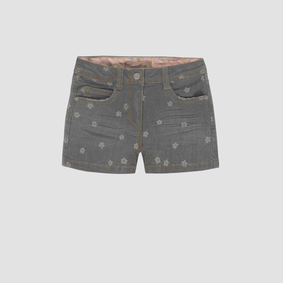 Souris Mini - Regular Fit Stretch Denim Shorts - Dark Grey Floral