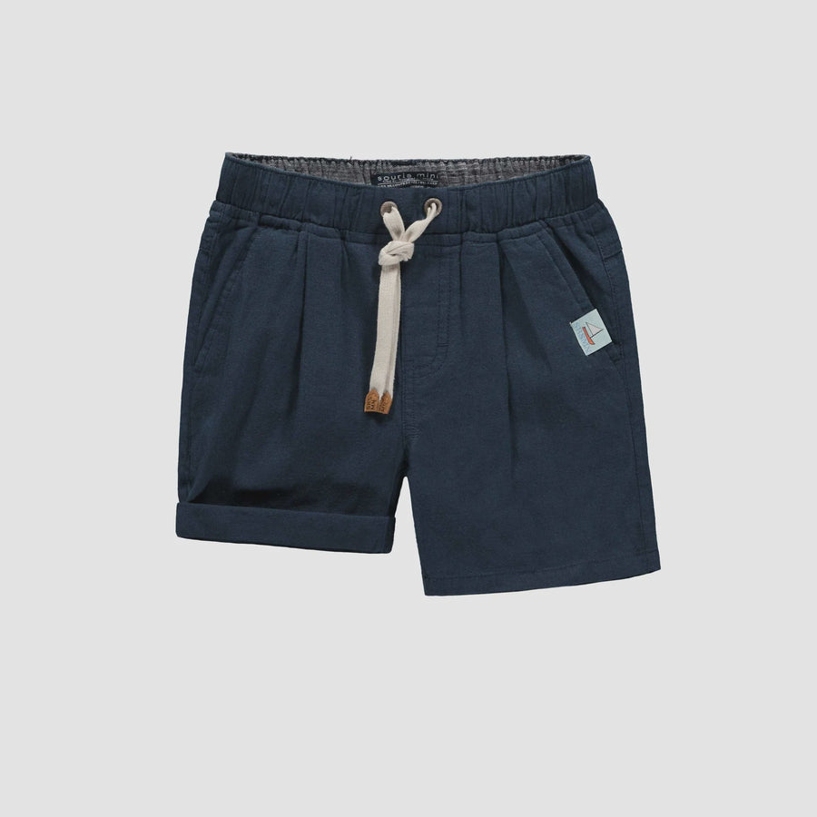 Souris Mini - Relaxed Fit Cotton Linen Bermudas - Navy