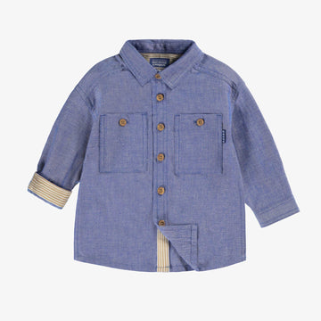 Souris Mini -  Shirt in Chambray Cotton - Mottled Blue