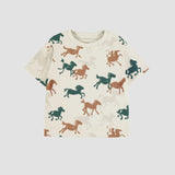 Souris Mini - T-Shirt with Colourful Horse Print - Cream