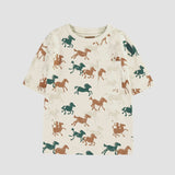 Souris Mini - Kids T-Shirt with Colourful Horse Print - Cream