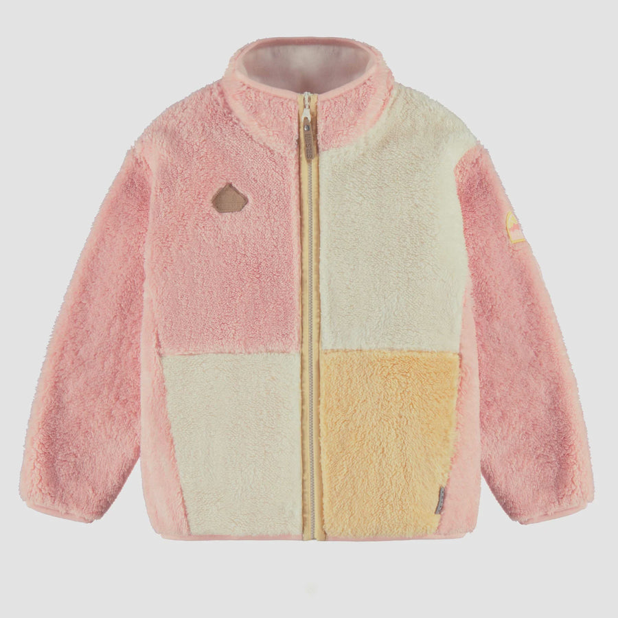 Souris Mini - Kids Sherpa Colour Block Jacket - Pink