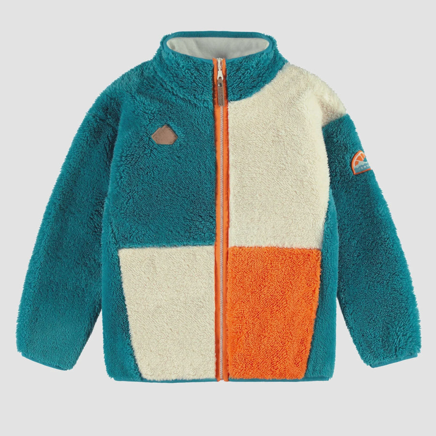 Souris Mini - Kids Sherpa Colour Block Jacket - Blue